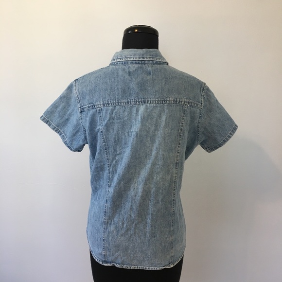 VTG 90s Maurices Chambray Button Down Short Sleeve, M - Picture 3 of 7